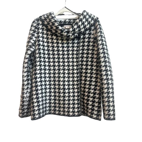 Ellen Tracy Jackets & Blazers - Ellen Tracy Size Small Black and White Large Houndstooth Wool Blend Cardigan